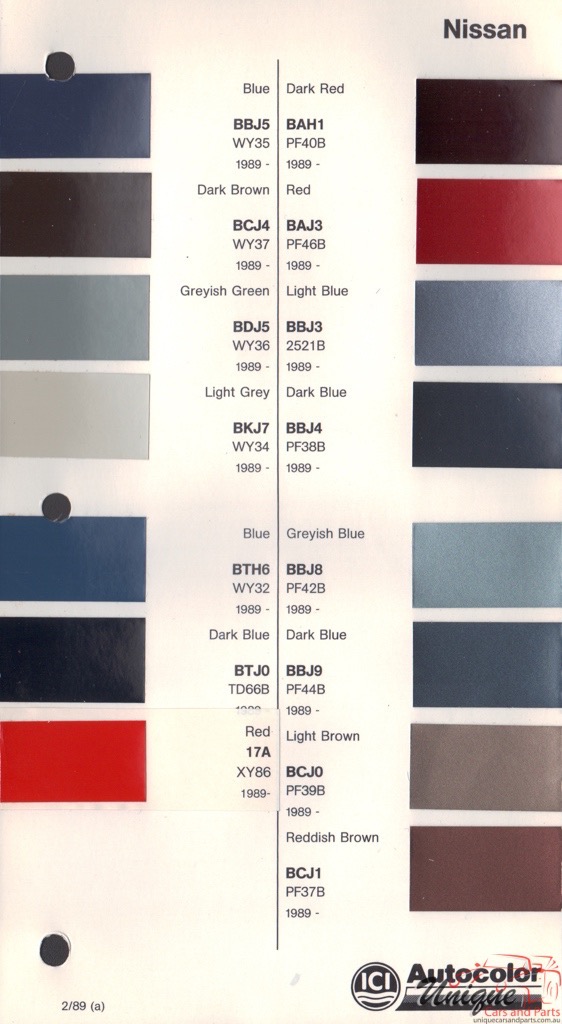 1989-1991 Nissan Paint Charts Autocolor 1
